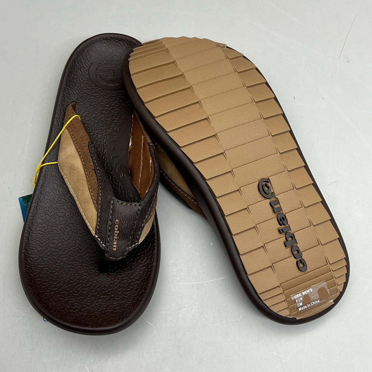 COBIAN Compass Synthetic Leather Strap Sandals Men's Sz 12, EU 45 Chocolate COM25-201-12
