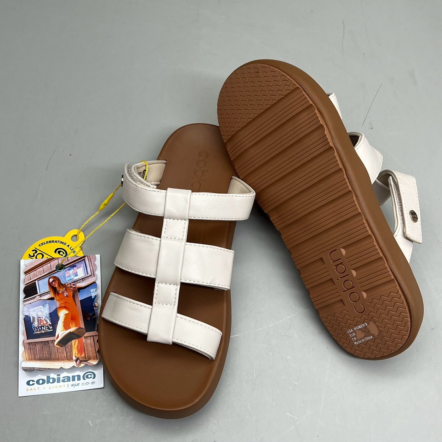 COBIAN Amalfi Synthetic Leather W/ Microfiber Lining Sandals Women's Sz 10, 41 EU Cream AMA25-110-10