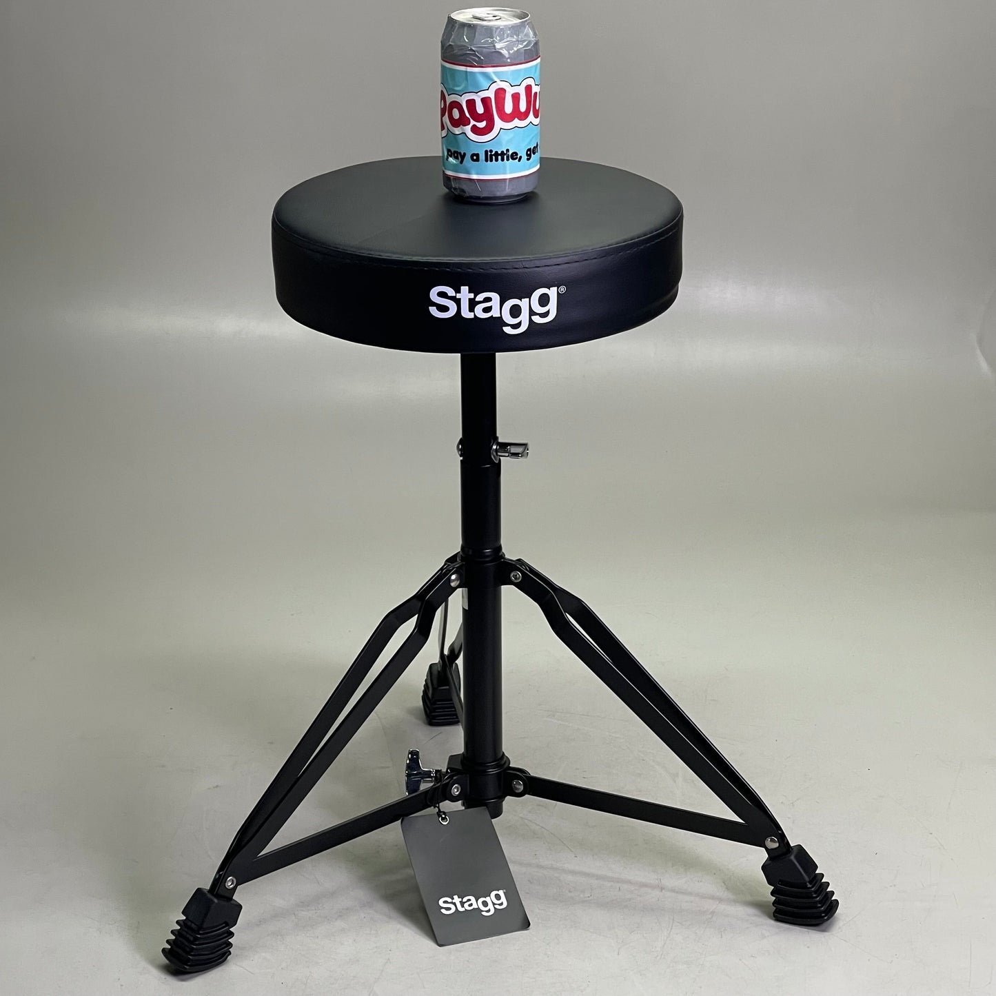 STAGG Drum Throne Vinyl Double Braced Adjustable Height Black DT-32BK
