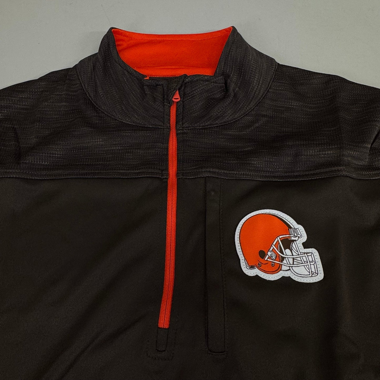NFL Cleveland Browns Quarter Zip Pullover Shirt Long Sleeve L Brown 1802969