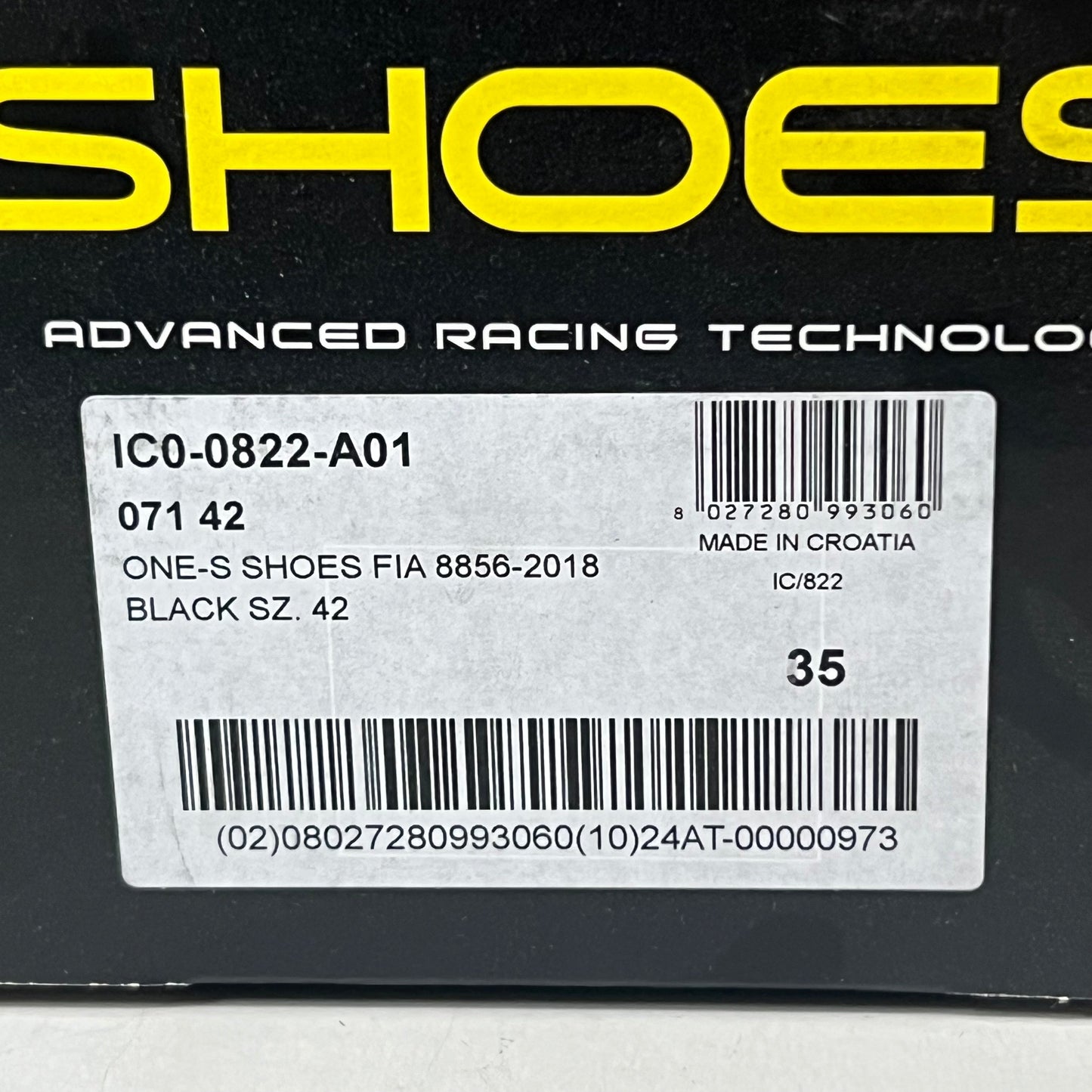 OMP ONE-S Fia Standard Racing Shoes 8856-2018 Men's 9 EU42 Black IC0-0822-A01