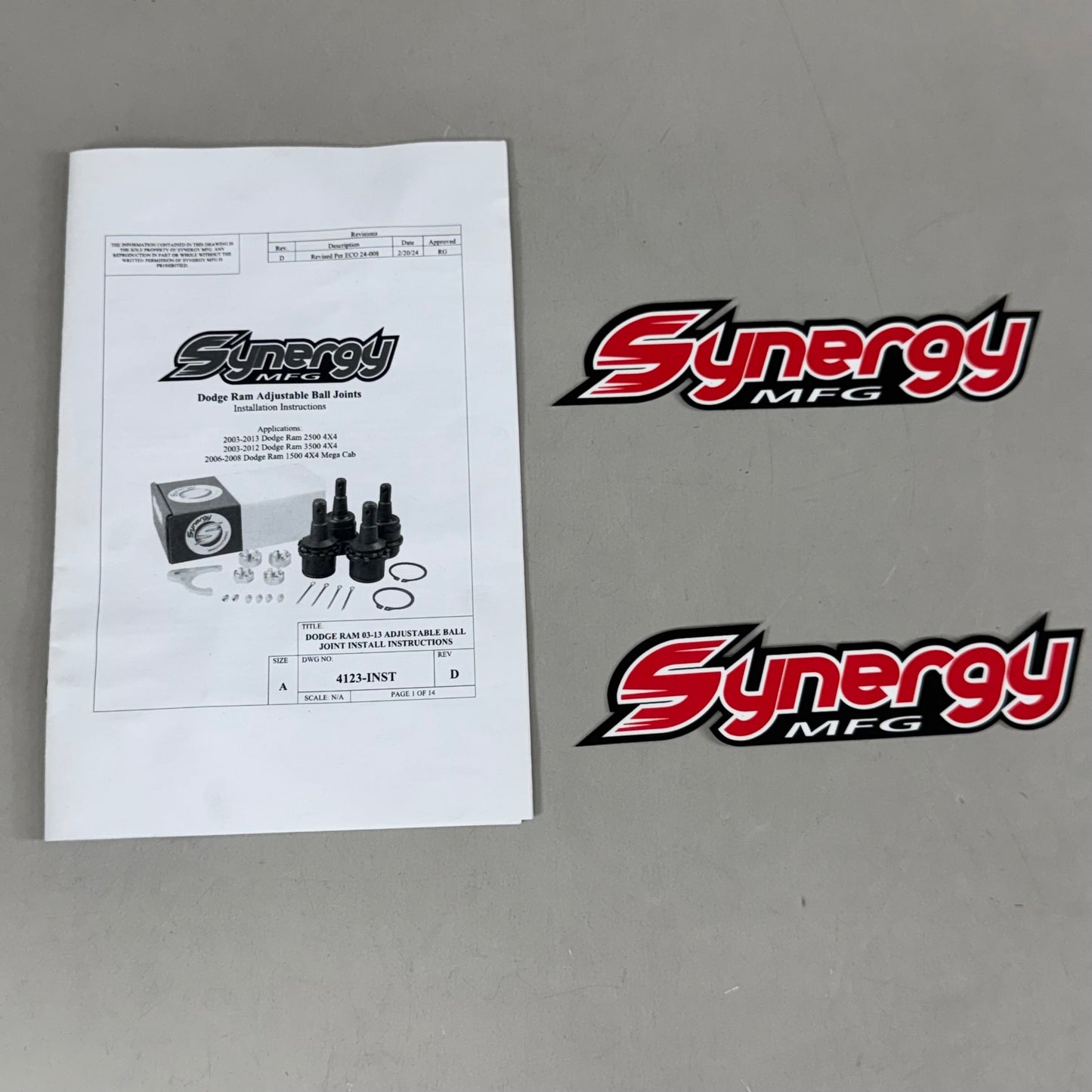 SYNERGY MFG Dodge Ram Adjustable Ball Joints Kit Black 4123-INST