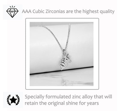 Cubic Zirconia Silver Unicorn Necklace for Girls Crystal Pendant Jewelry with Gift Box, 18 inch
