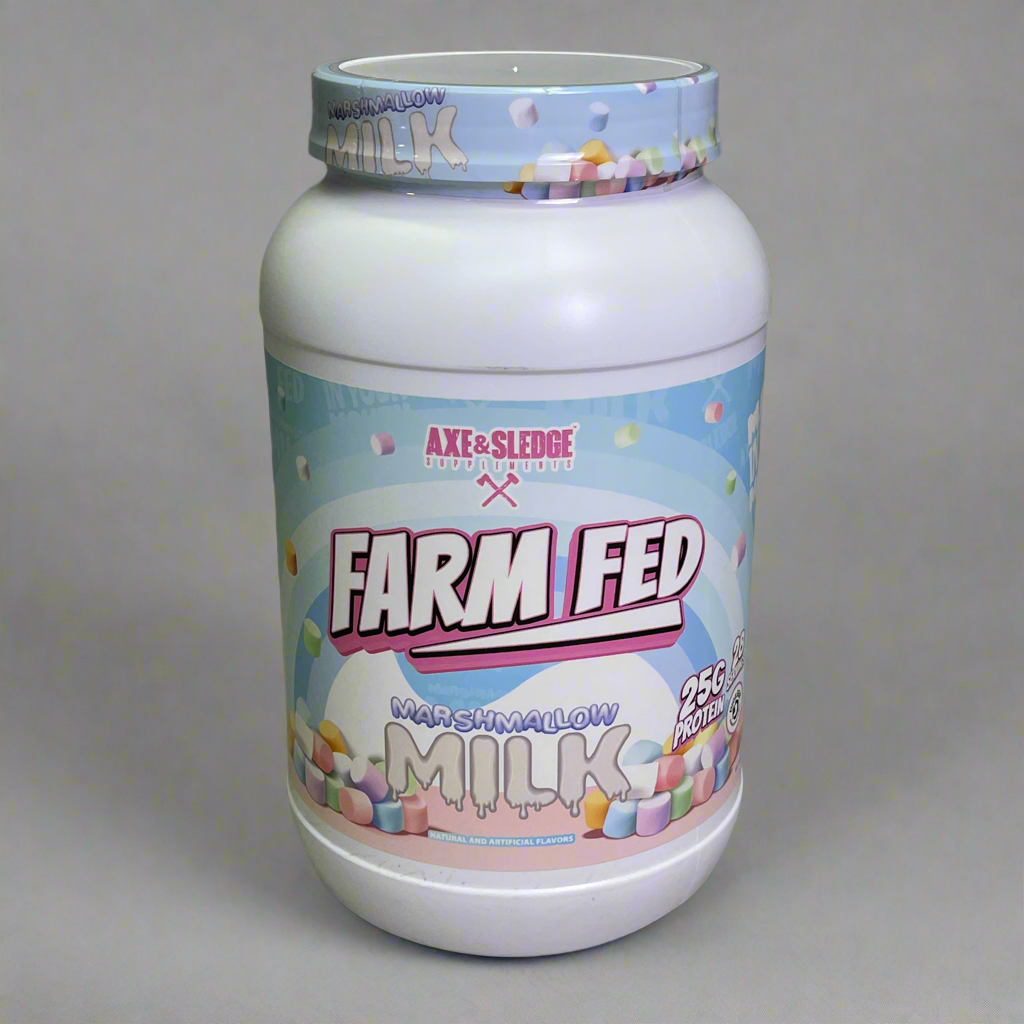 ZA@ AXE & SLEDGE Farm Fed 25G 100%Whey Protein Marshmallow Milk 28 Servings BB 04/26