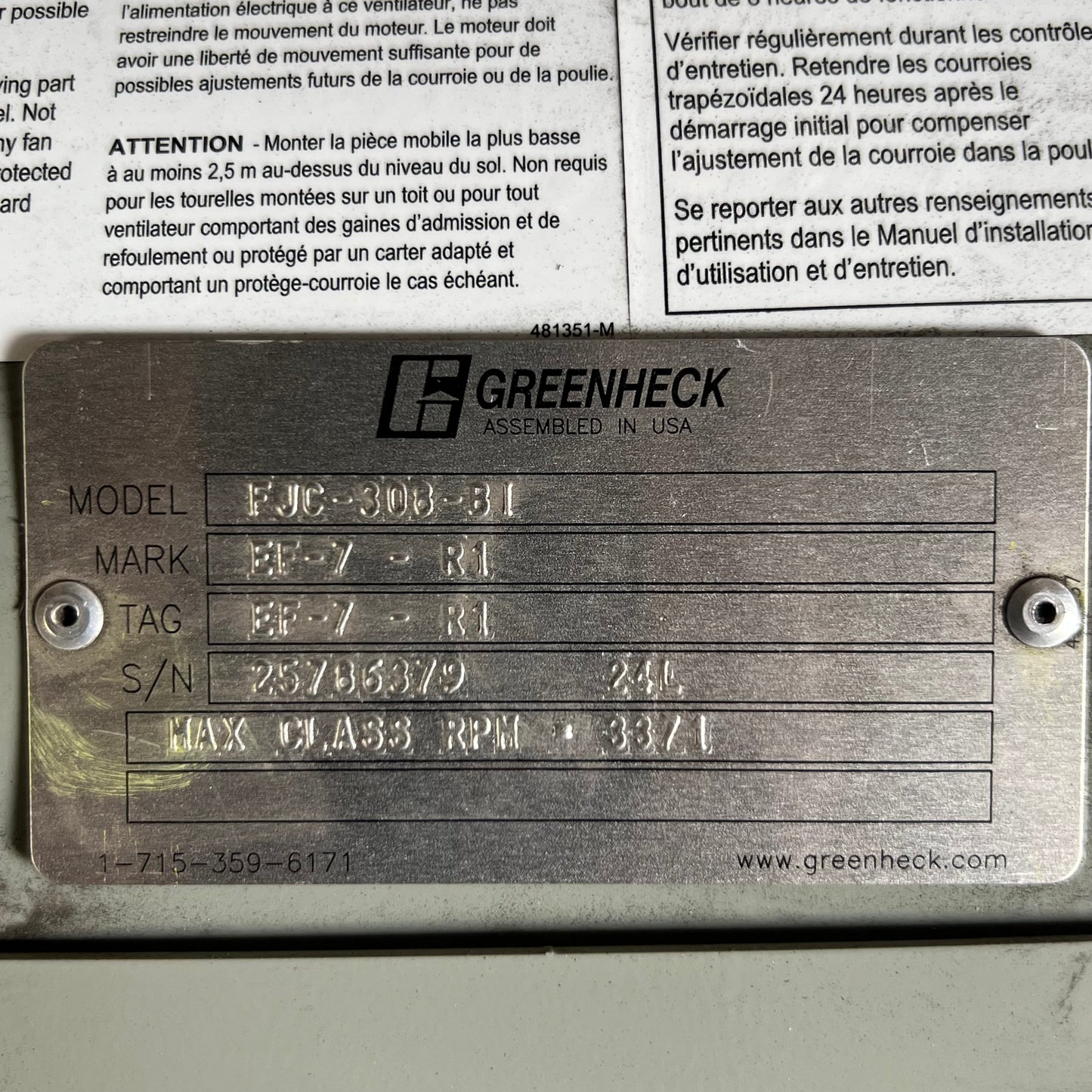 GREENHECK FJC-308-BI Industrial Exhaust Fan – Heavy-Duty Ventilation Unit