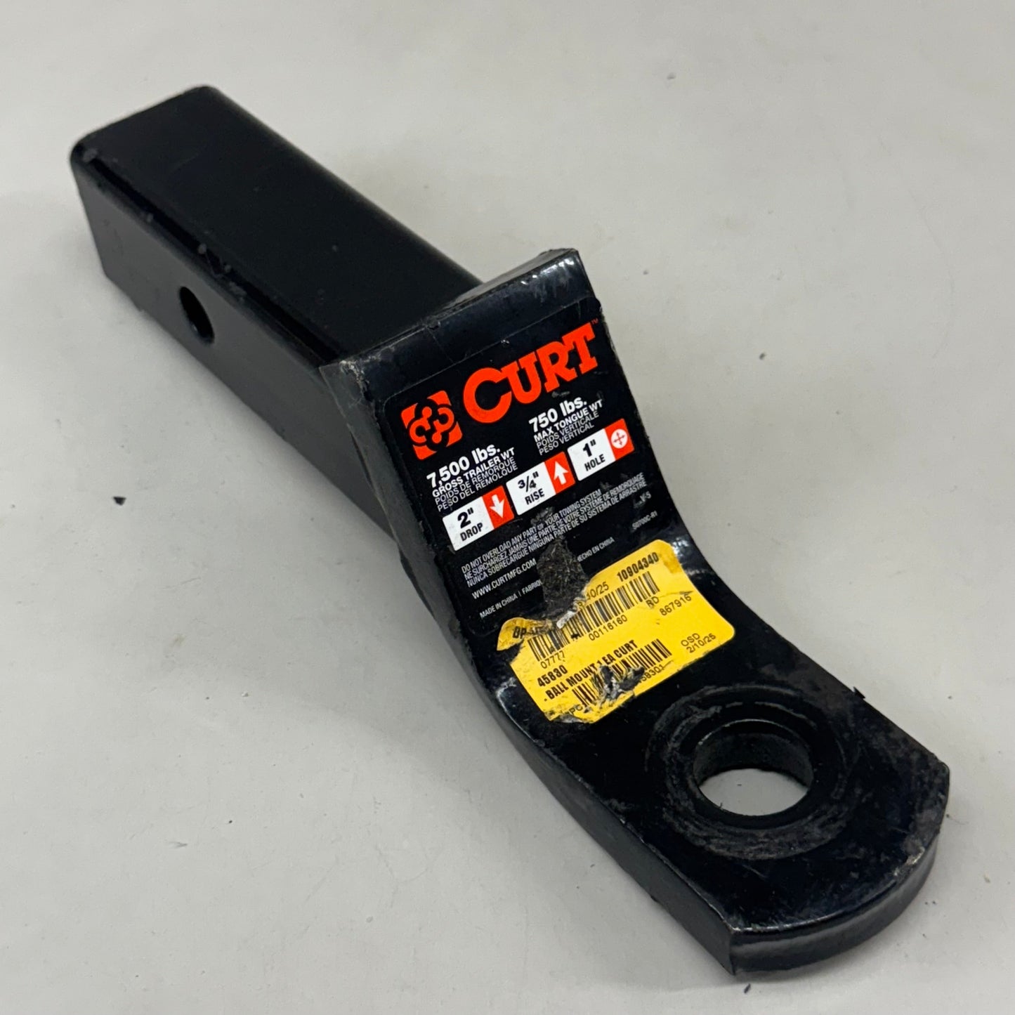 CURT Ball Mount Hitch Steel Shank No Ball 12" Overall Length Black 50700C-R1 (As-Is See Images)