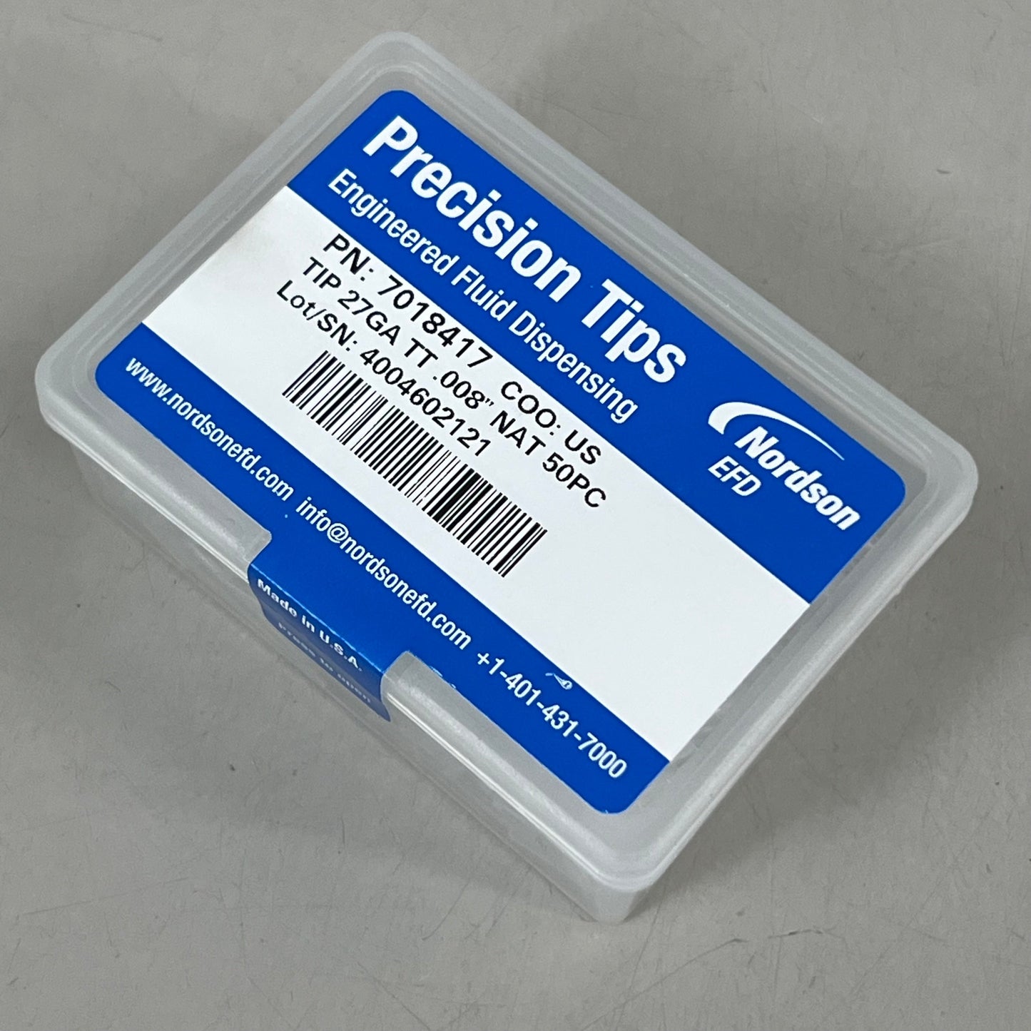NORDSON Dispensing Tip, Tapered, Smoothflow, 27 Gauge 50/Box Clear 7018417