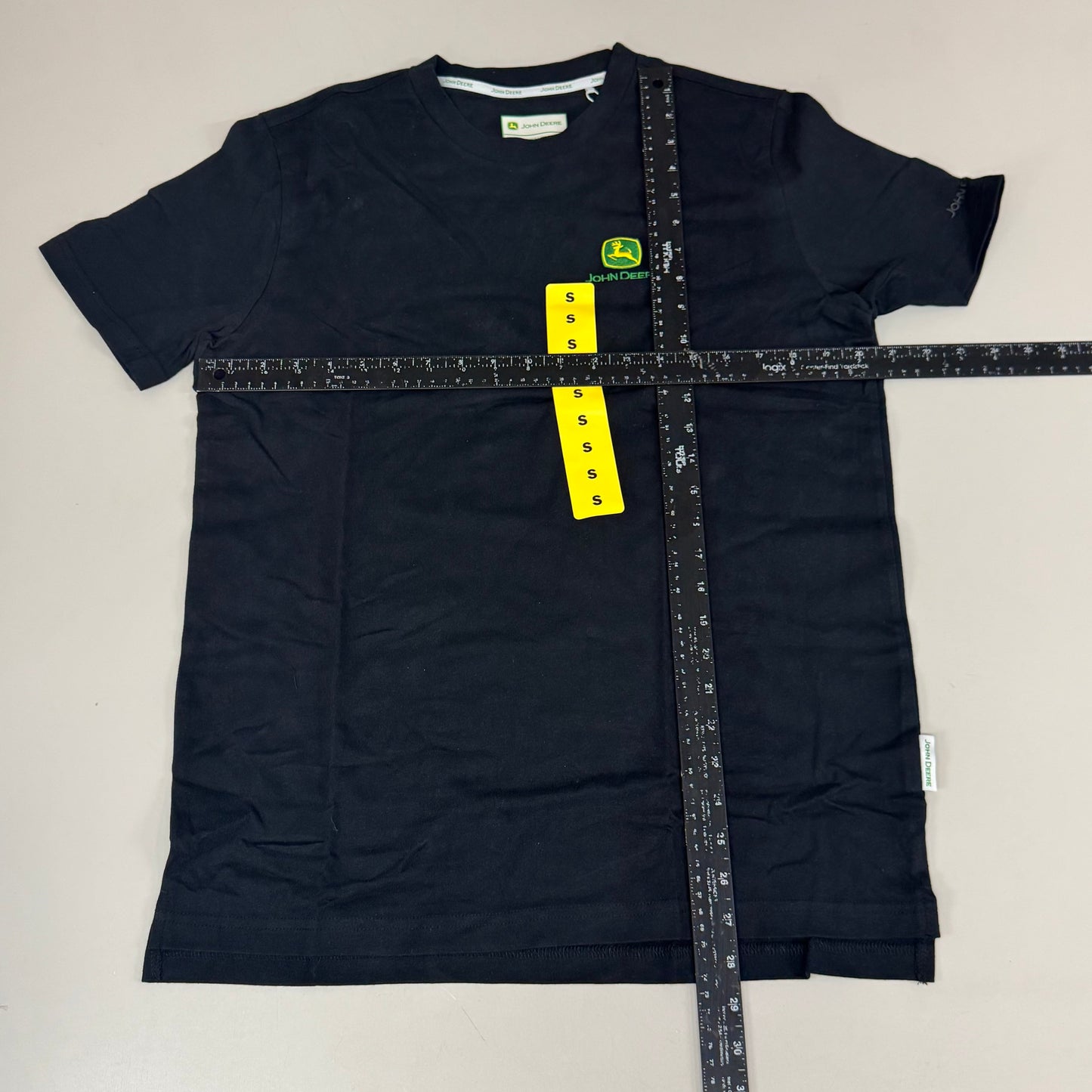 JOHN DEERE Embroidered Logo Short Sleeve Tee Shirt Men's Sz S Black 1896842