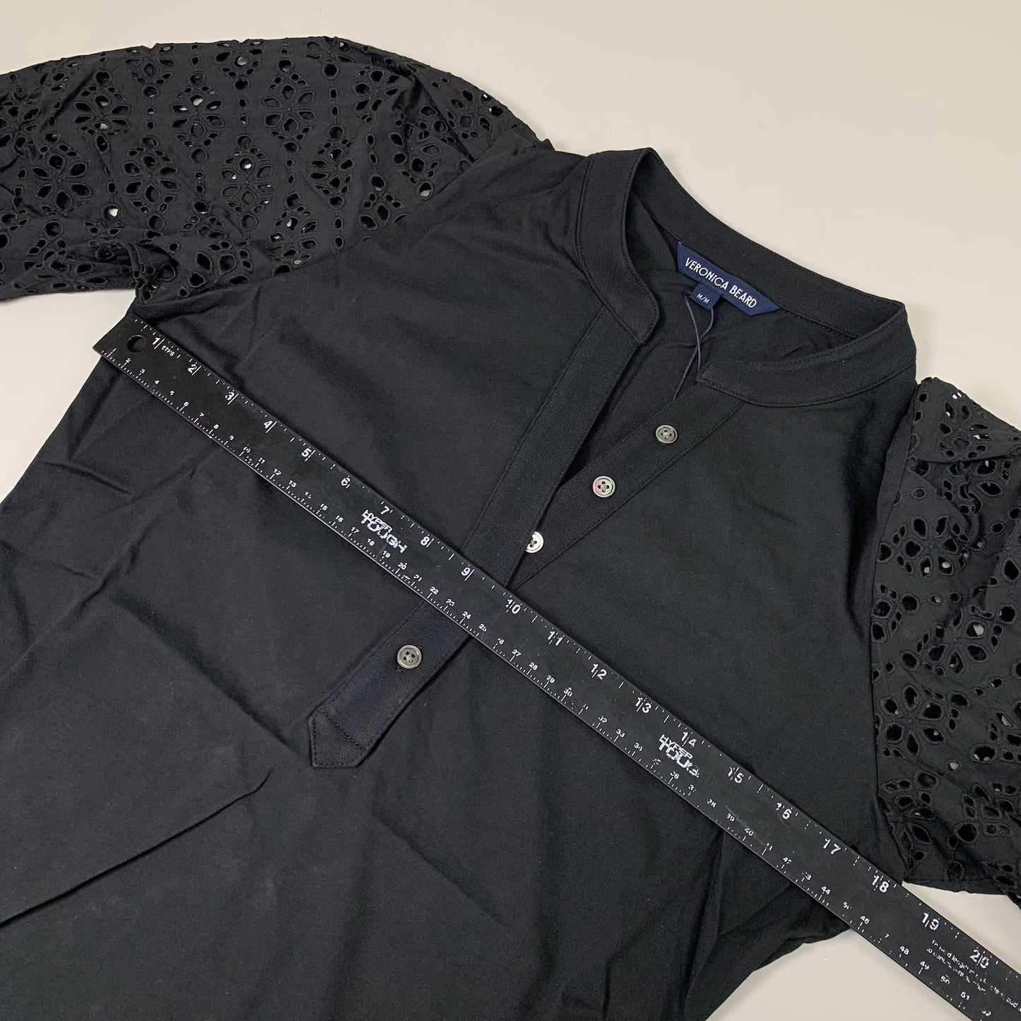 VERONICA BEARD Jeans Women's Coralee Top Lace Sleeves Sz-M Black J2406JY0330831