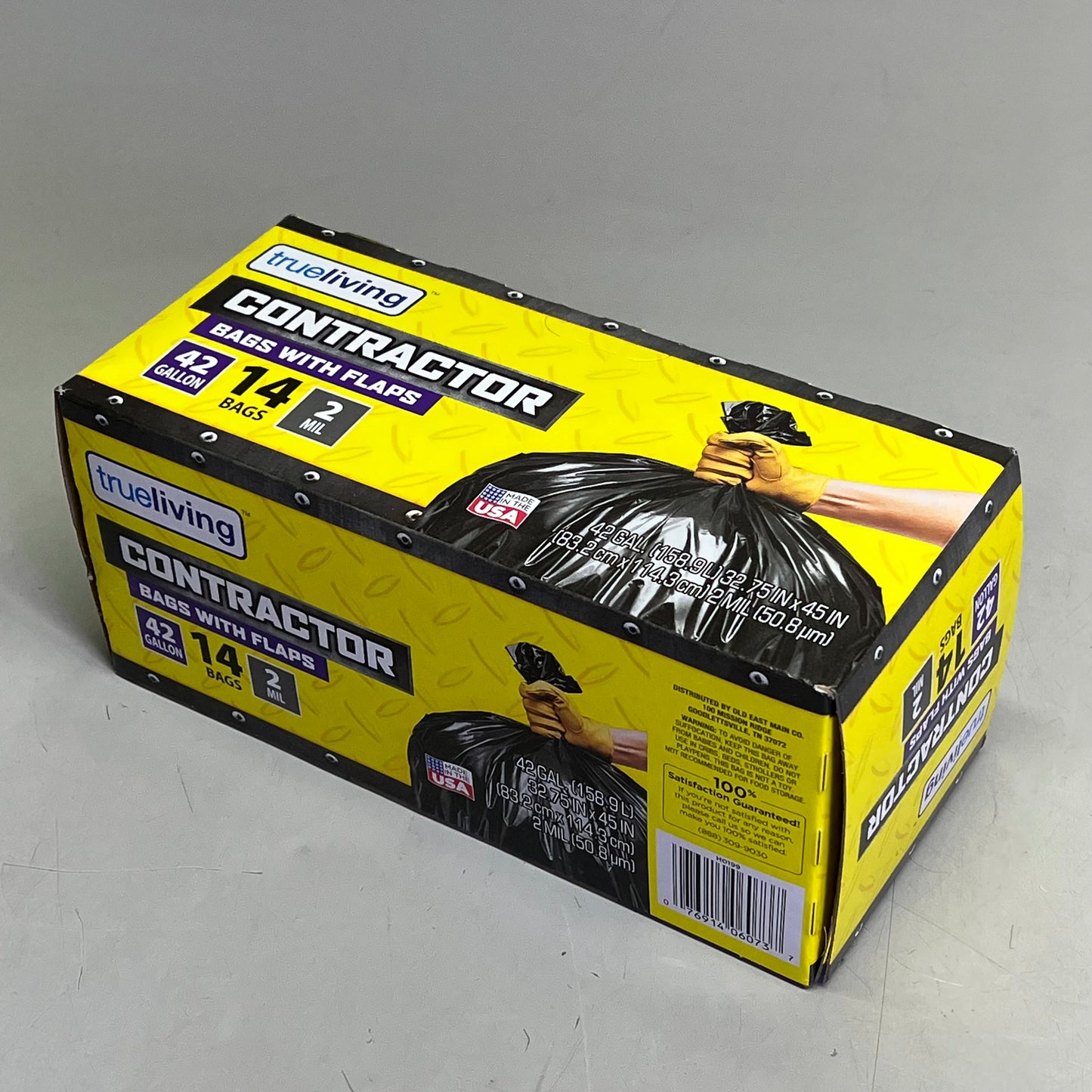 ZA@ TRUE LIVING (2 BOX, 14 BAGS EACH) Contractor Bags W/ Flaps 42 Gal Black H0199