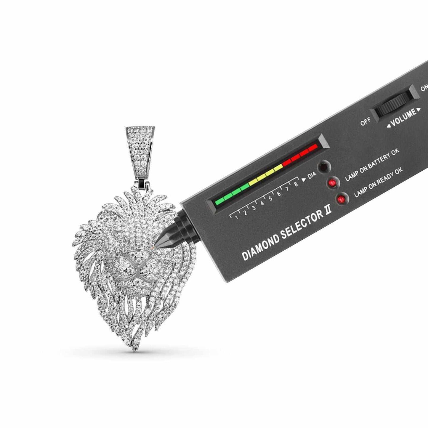 Moissanite Lion Head Pendant in 925 Sterling Silver