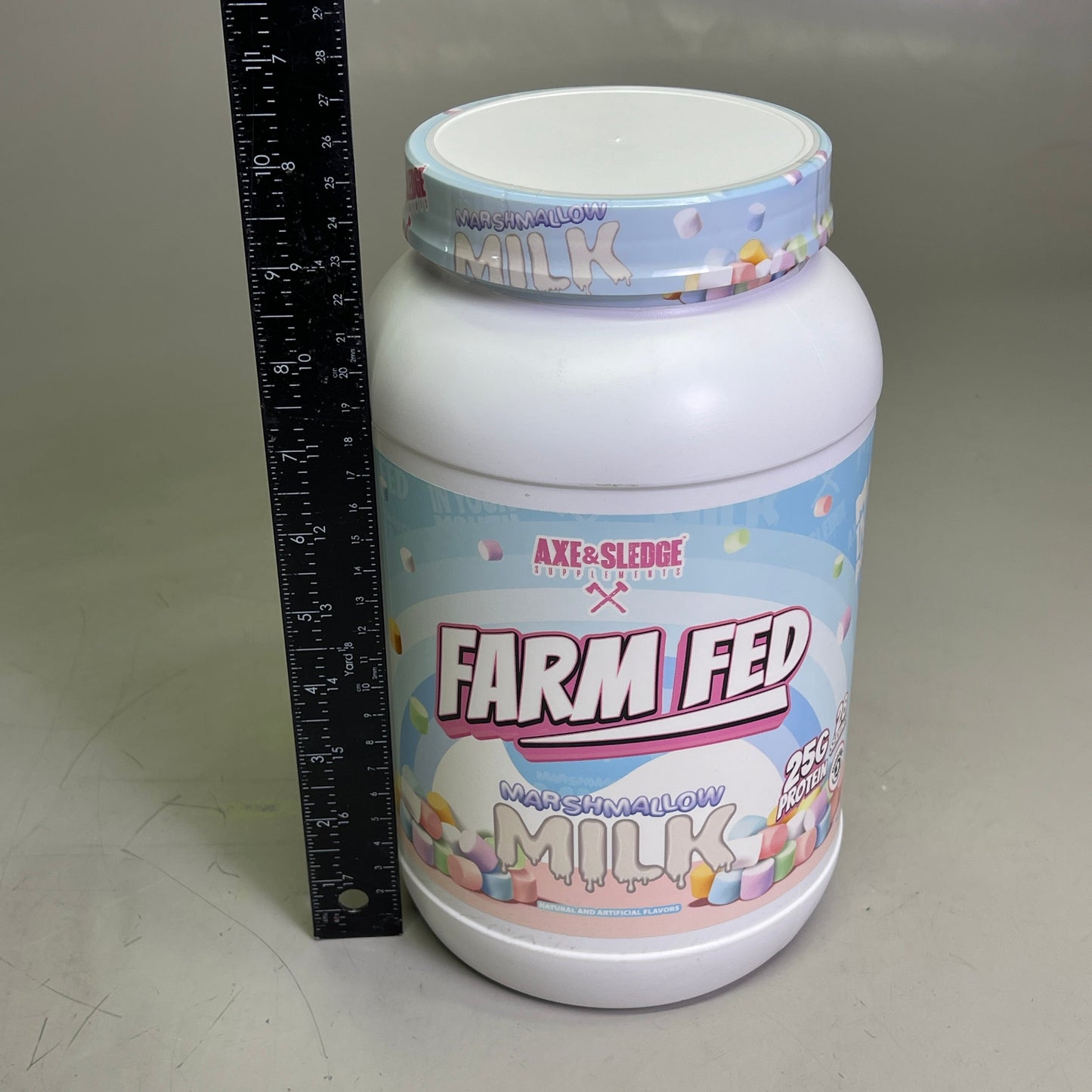 ZA@ AXE & SLEDGE Farm Fed 25G 100%Whey Protein Marshmallow Milk 28 Servings BB 04/26