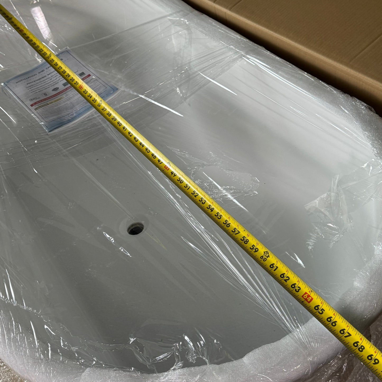 WOODBRIDGE Freestanding Bathtub Sz 67” L x 32” W x 23” H, White B0013 BTA1513