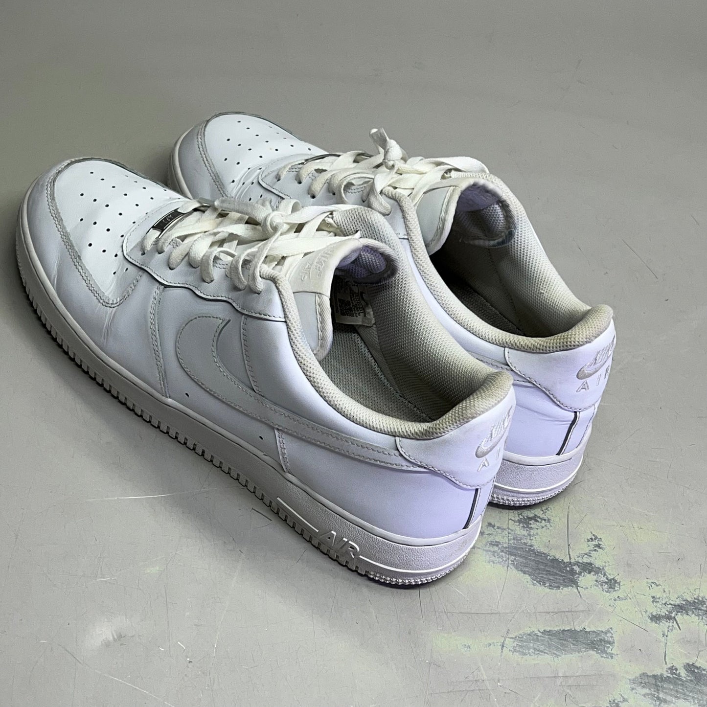 NIKE Air Force 1 '07 Leather Details Shoes Men's Sz 15 White (Pre-Owned)