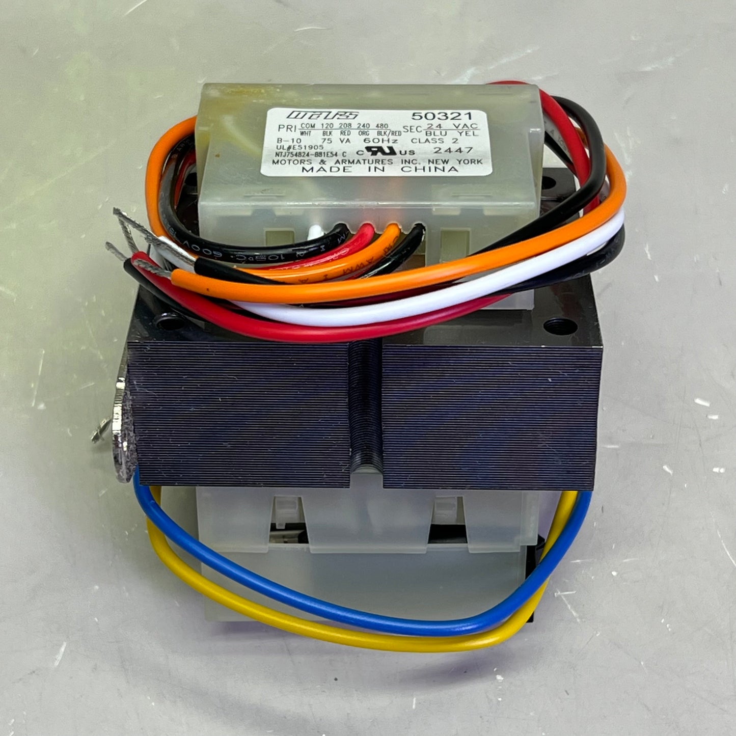 MARS 503 Series Foot Mount Transformer 24V w/ Wire Leads Breaker  75VA 50321