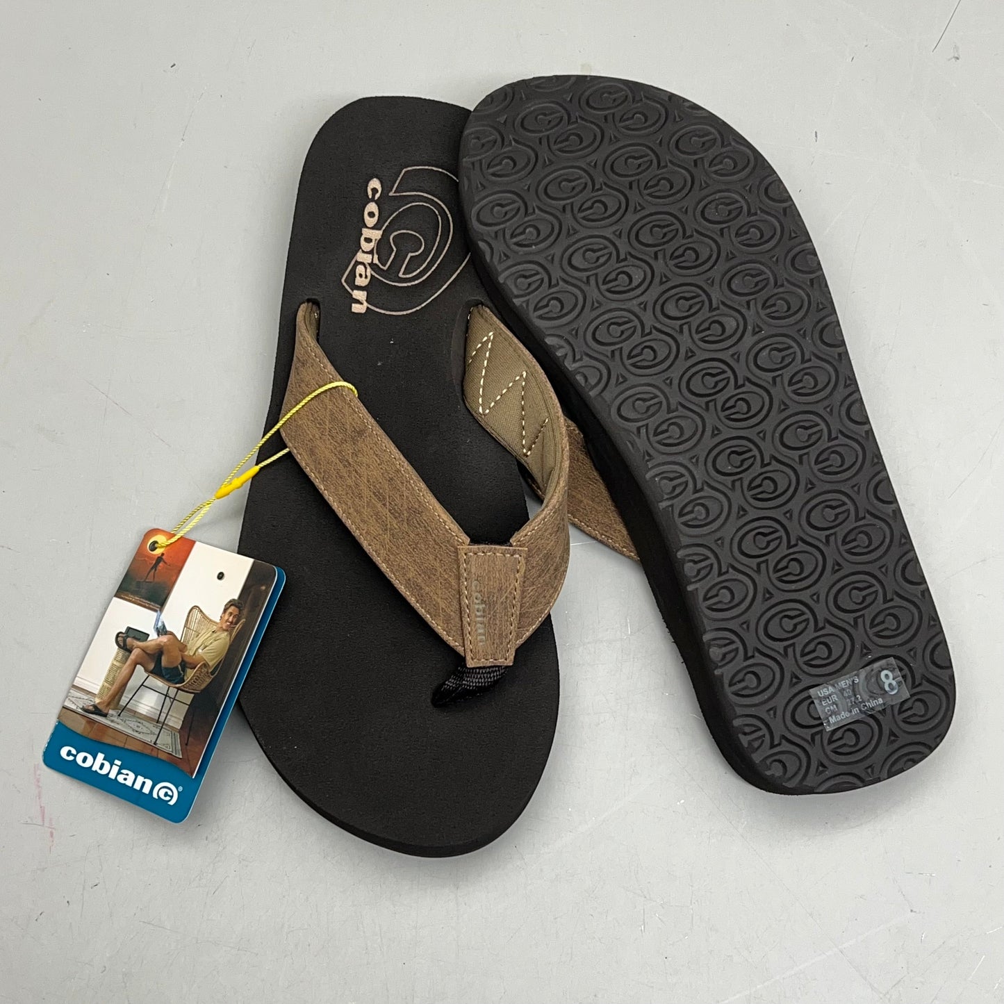 COBIAN Floater Sandals Synthetic Strap Men's Sz 8, EU 40 Mocha FLT18-203-8