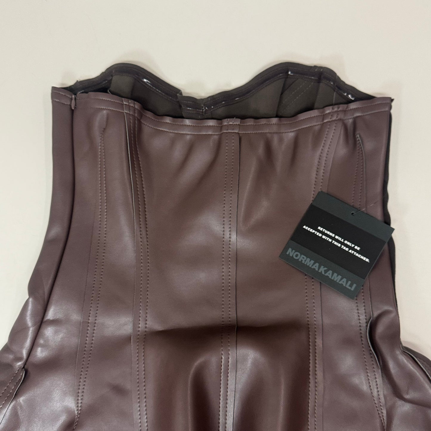 NORMA KAMALI Strapless Grace Mini Dress Unlined Women's Sz M/38 Chocolate