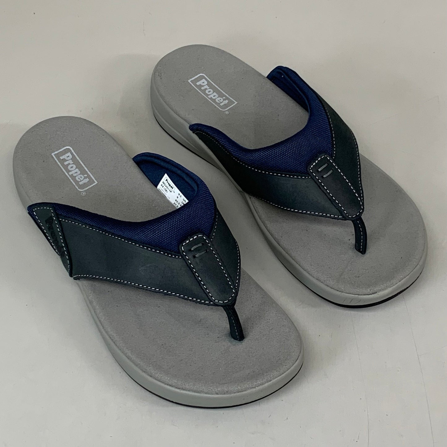 PROPET  Easton Cushion Flip Flop Sandal Leather Men's SZ 9.5 Navy MSV011PNVYE-09H