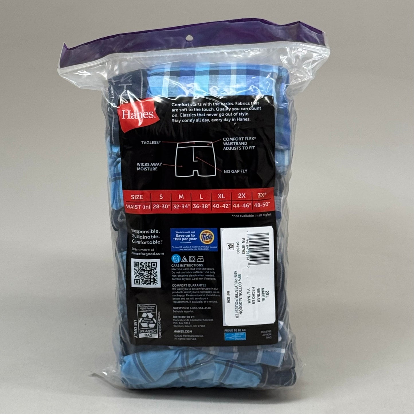 HANES (6 PACK!) Men's Cool Comfort Boxer Briefs Sz 2XL 44-46" Blue/Navy Blue RN15763