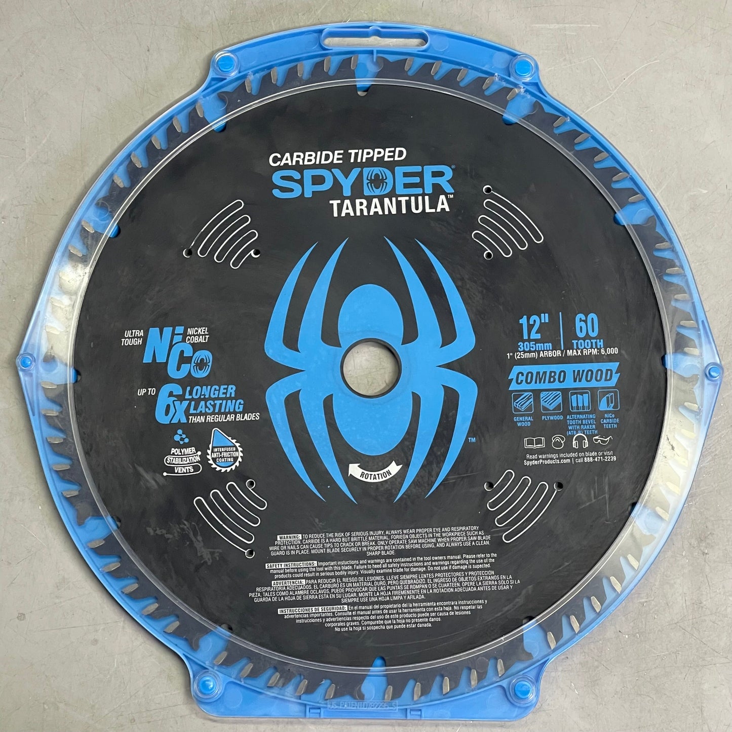 SPYDER Tarantula Combo Wood Circular Saw Blade 60-Tooth, 12" Black 13022