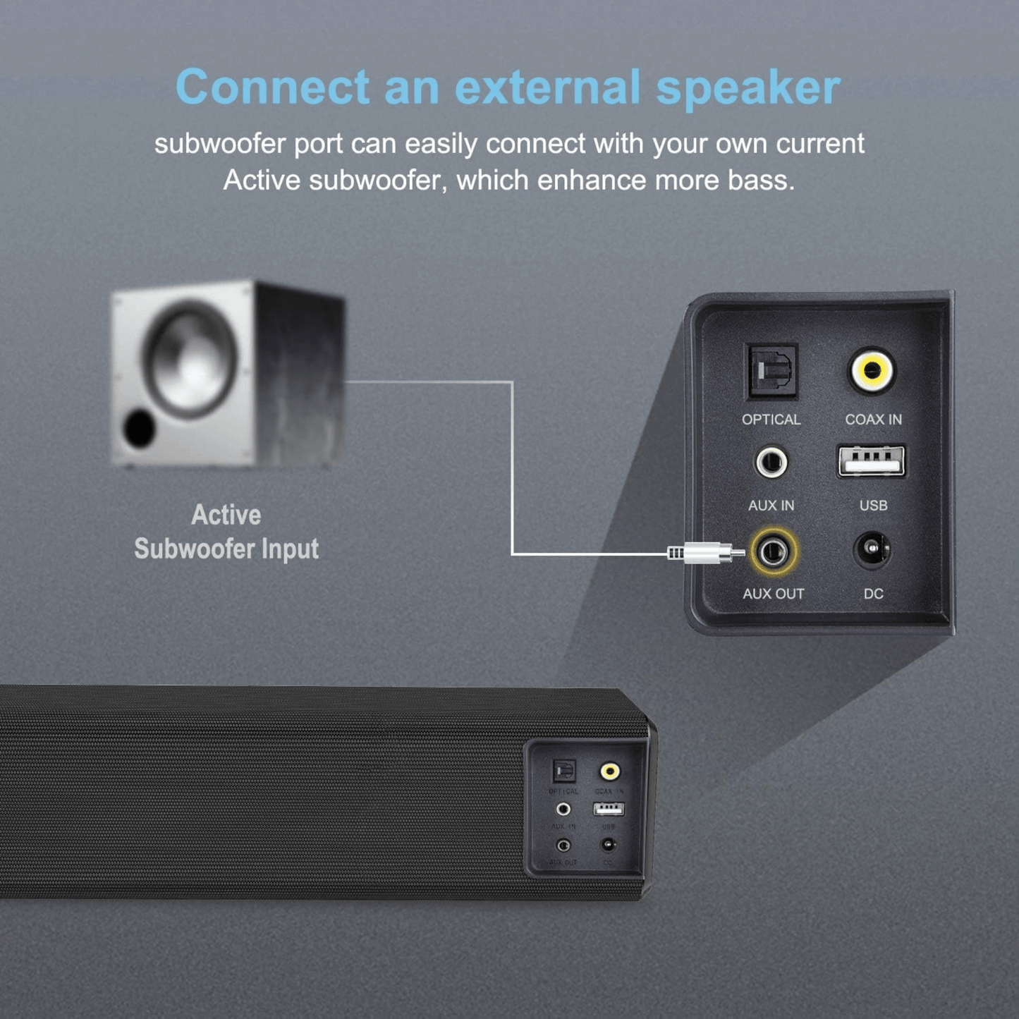 Norcent KB2020 Black Mamba Series 32" 100W Bluetooth Sound Bar w Remote Control