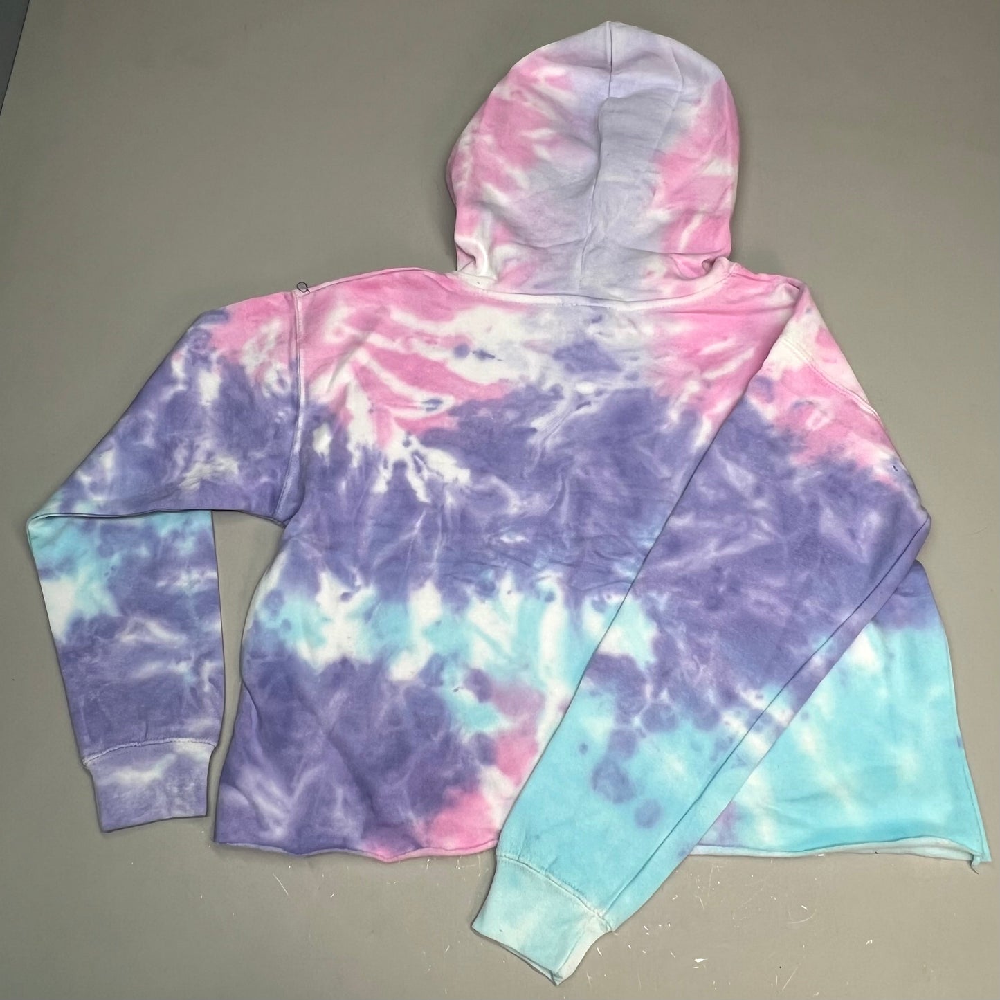 COLORTONE  Sweat Shirt Crop Top Tie Dye Hoodie  Women's Sz XS Cotton Candy 8333