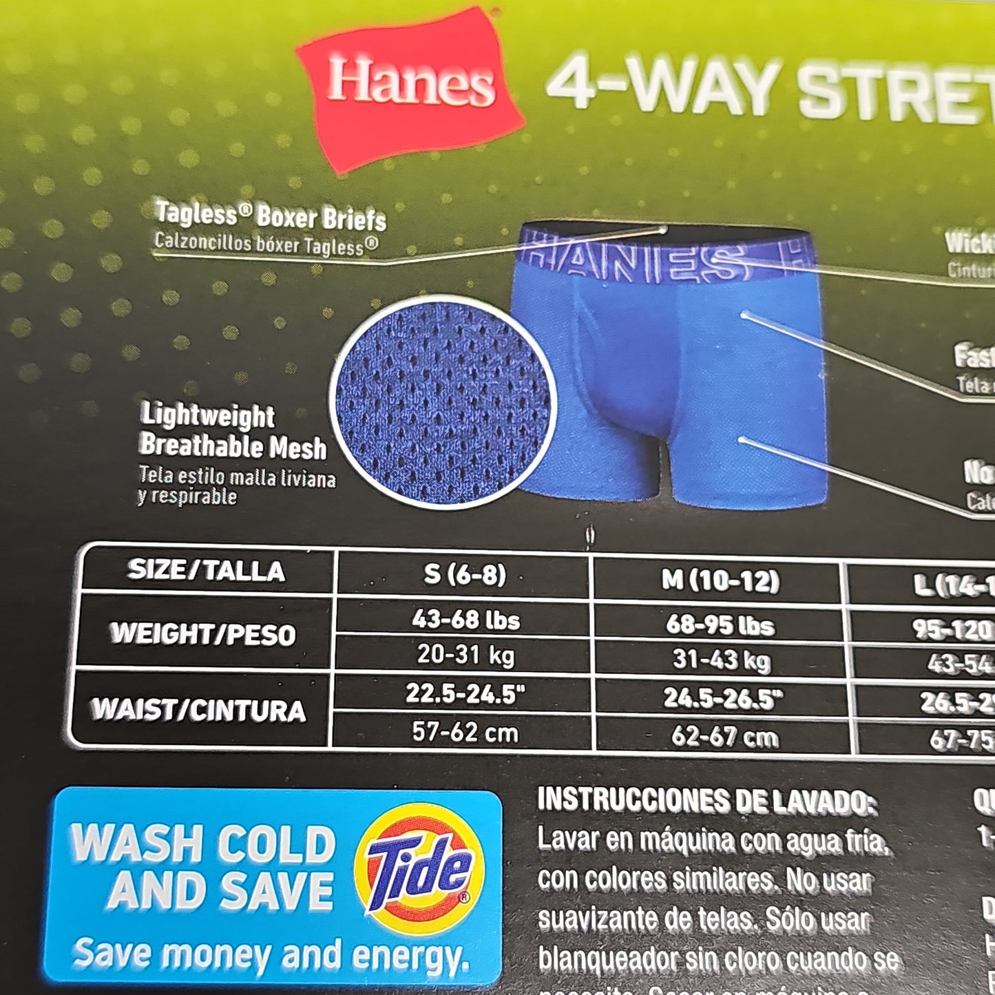 HANES Boxer Briefs 10-Pack Boy's Mesh Stretch X-Temp Size S 6/8 BX88P5 (New)