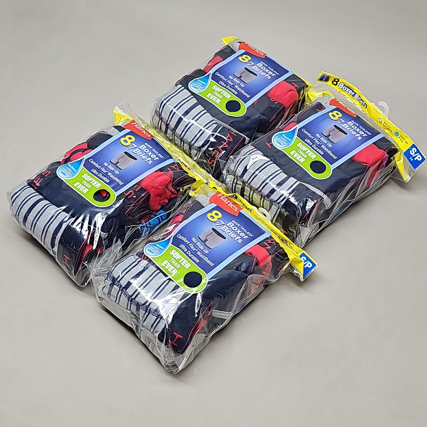 HANES Boxer Briefs 32-Pack Boy's Tagless Size S 6/8 B74SR8 (New)