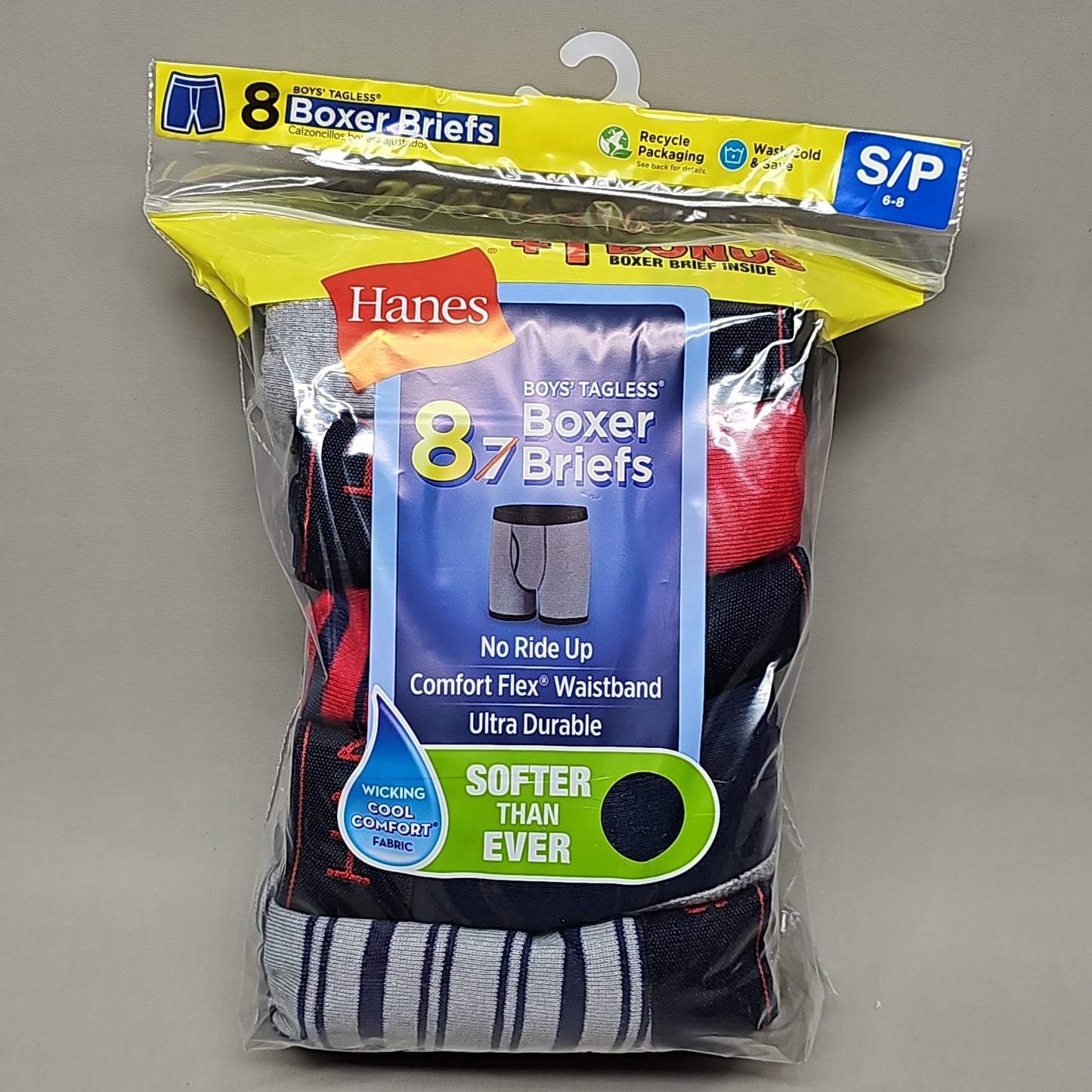 HANES Boxer Briefs 32-Pack Boy's Tagless Size S 6/8 B74SR8 (New)