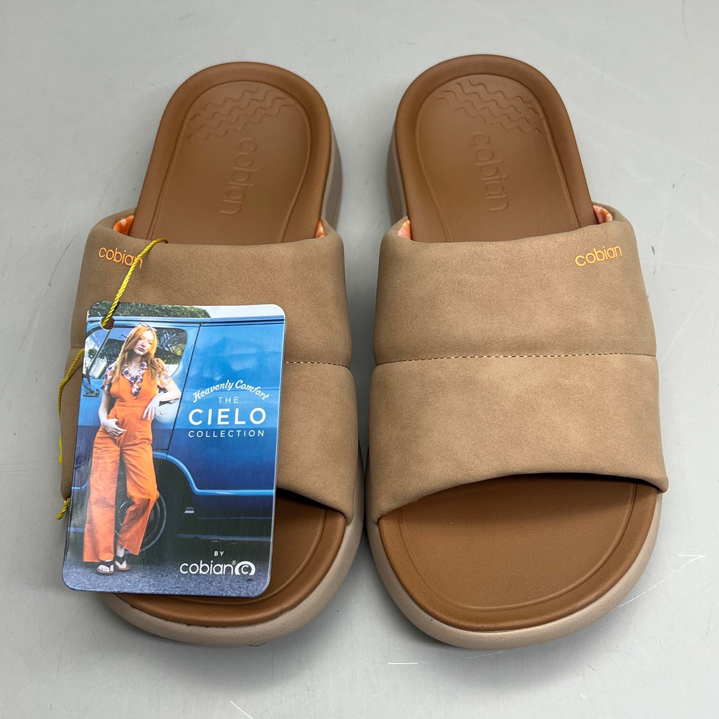 COBIAN Tolula Slide Enhanced Cushion Suede Strap Women's Sz 7 Tan TOL24-230-07