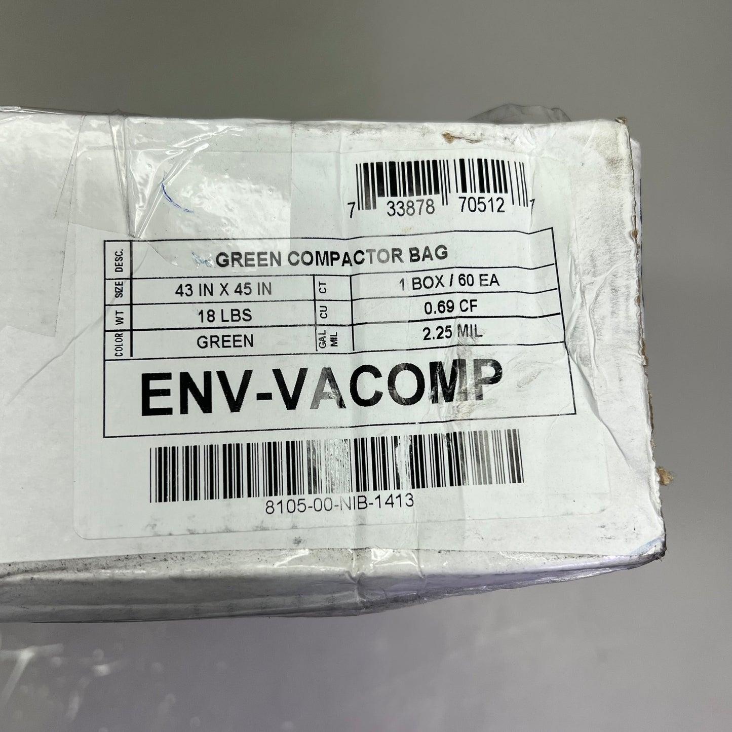 ENVISION (60 PACK) Green Compactor Bag Pro Performance Trash Bags 43"x45" Green ENV-VACOMP (As-is)