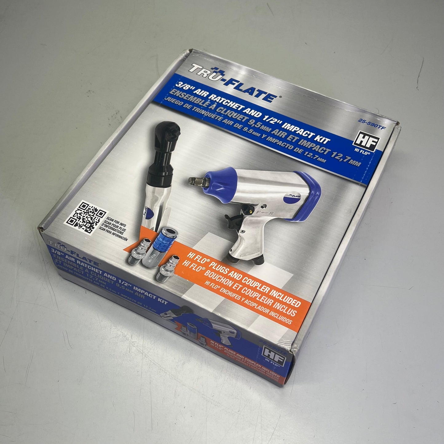 TRU-FLATE Air Ratchet & 1/2" Impact Wrench Kit 1/4" Air Inlet 6,500 RPM 25-590TF
