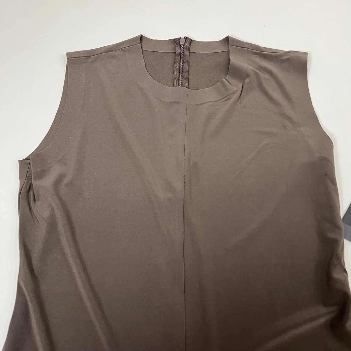 NORMA KAMALI Sleeveless Catsuit w/ Footsie Hidden Zip Women's Sz L/40 Chocolate