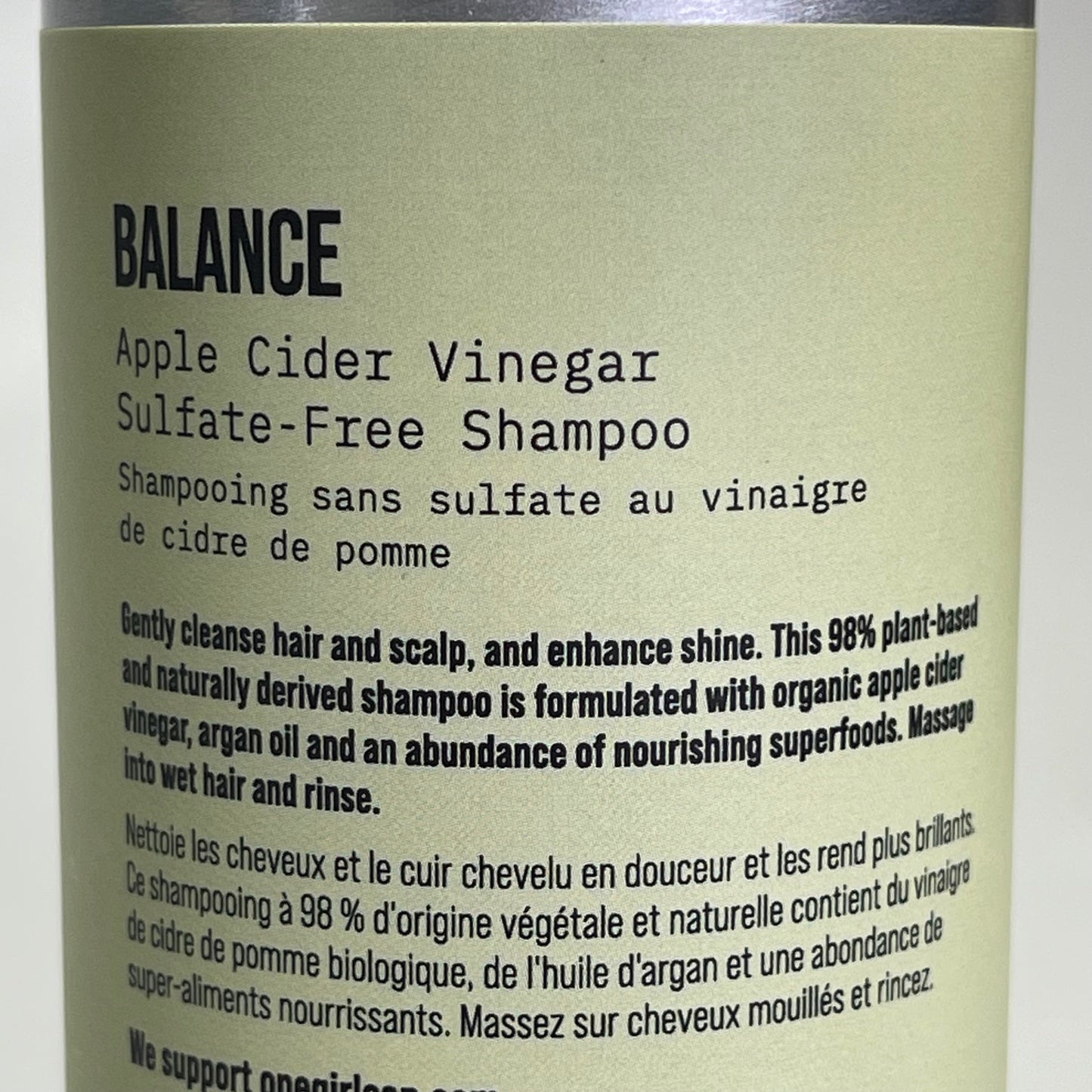 AG CARE Balance Shampoo Apple Cider Vinegar Sulfate-Free 12 fl oz 100094