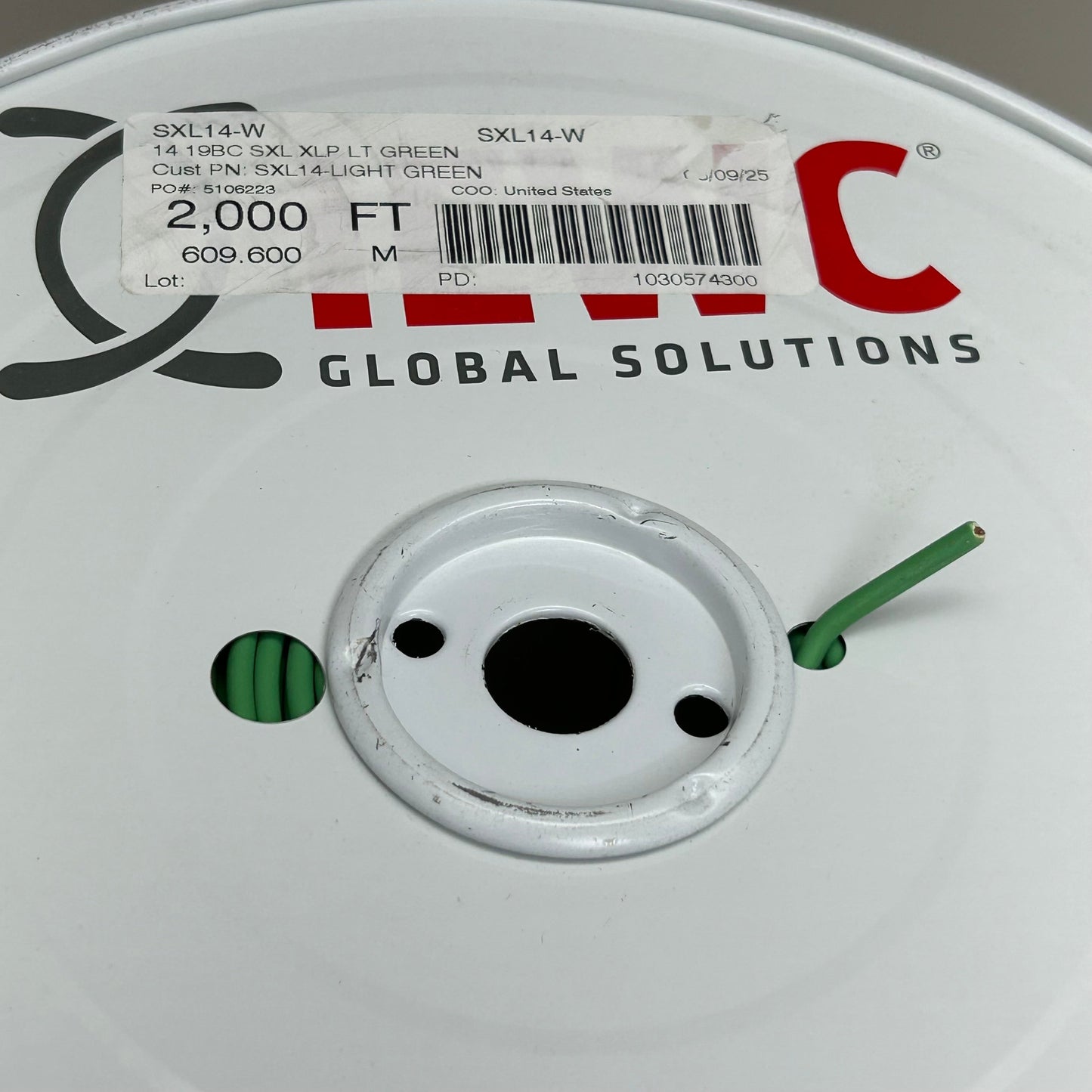 IEWC Stranded Bare Copper Primary Insulated Wire 2,000' (New Other-Slightly Damaged) Light Green SXL14-W