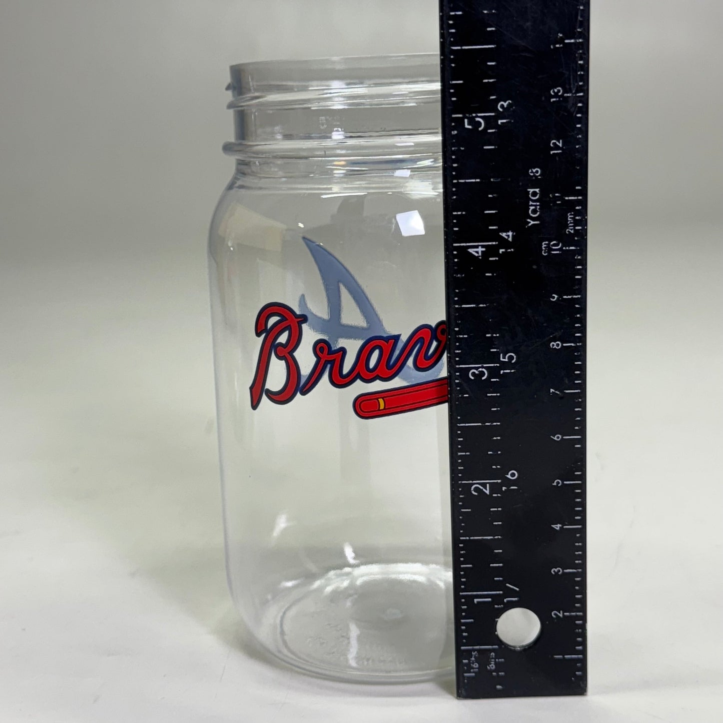WHIRLEY (48 PACK) Mason Jar 16oz Pet Atlanta Braves Sz 5.5” H x 2.5” D DE 980