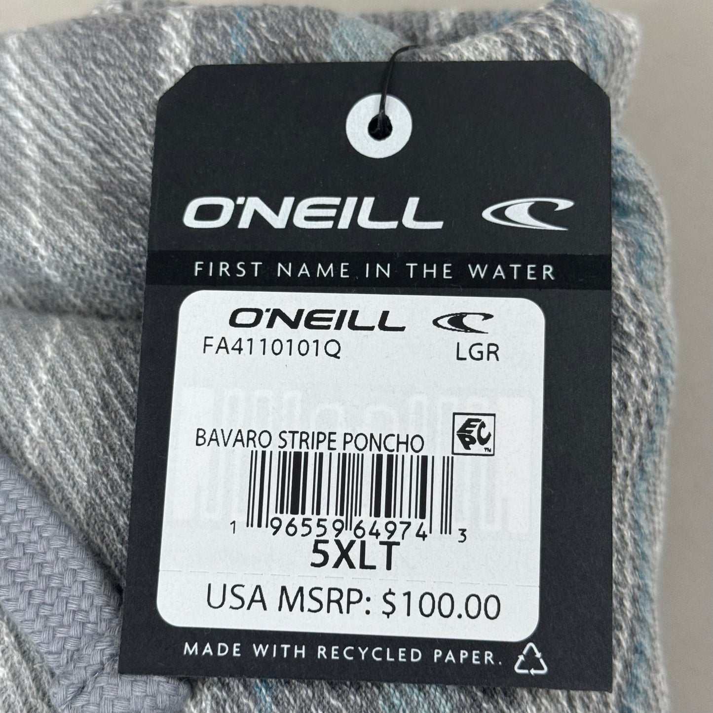 O'NEILL On Bavaro Stripe Button Pullover  Men's Sz 5XL Grey 002482891