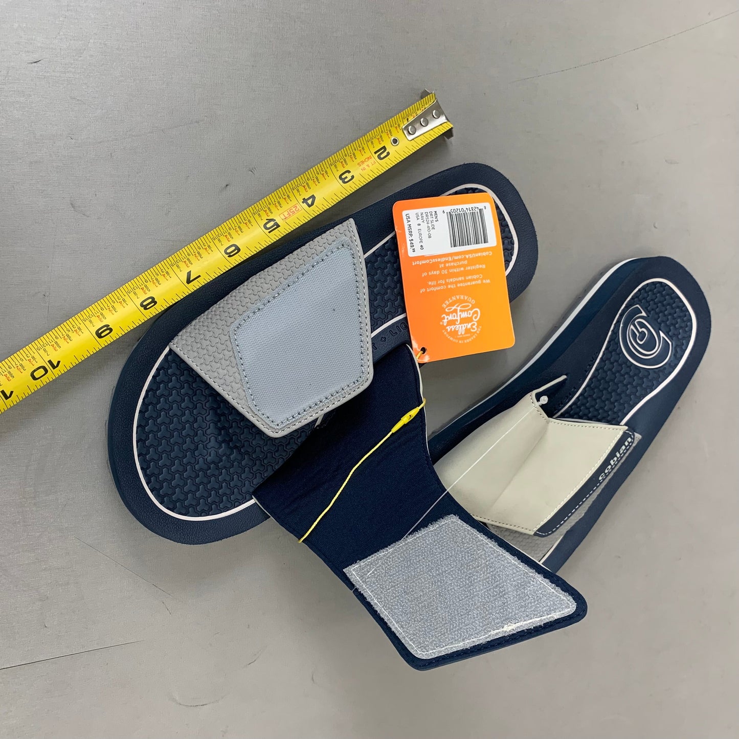 COBIAN DRT Synthetic Leather Strap Slide Sandals Men's Sz 13, 46 EU Navy DRS24-410-13