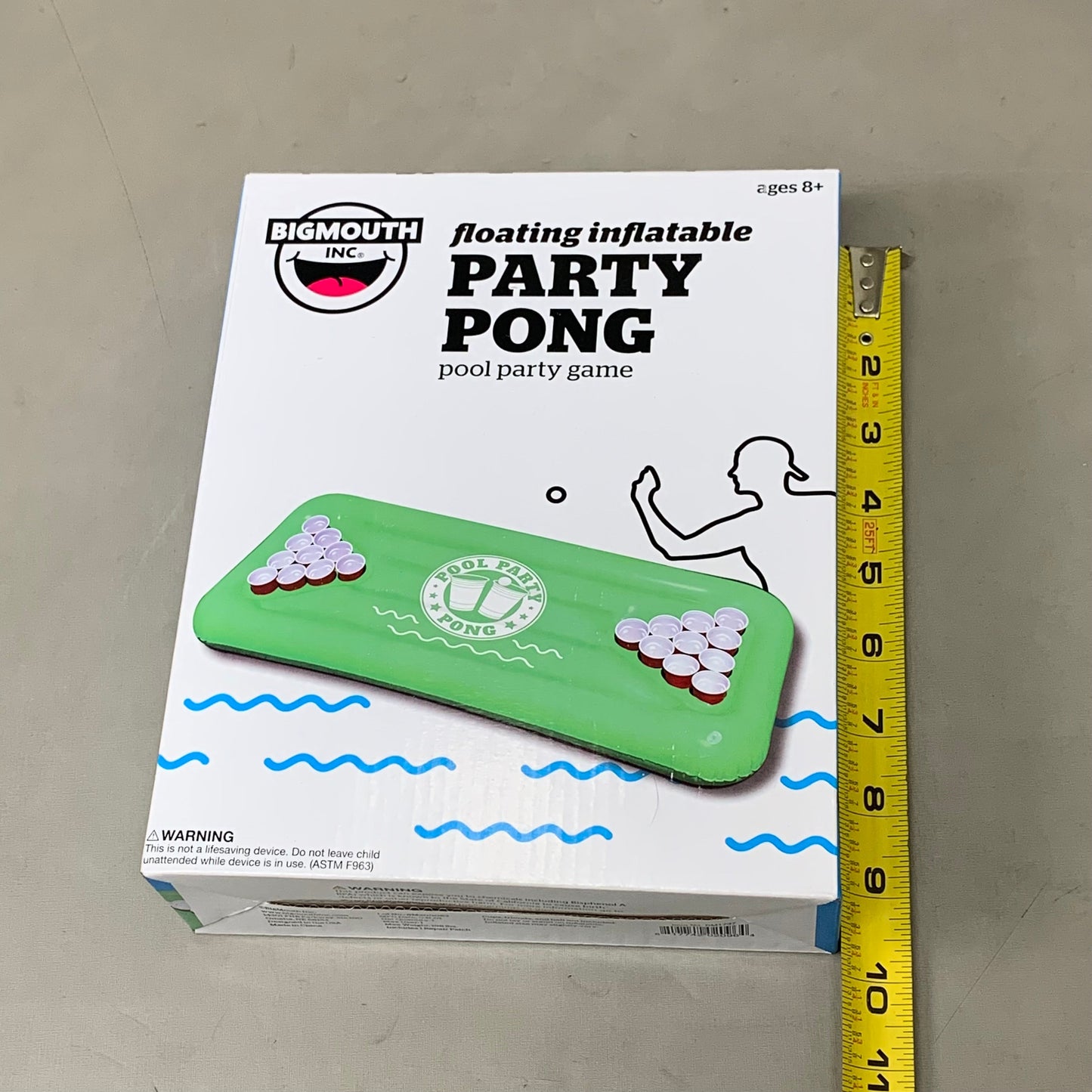 BIGMOUTH Floating Inflatable Party Pong 72"x30"x7" Green/White BM1737