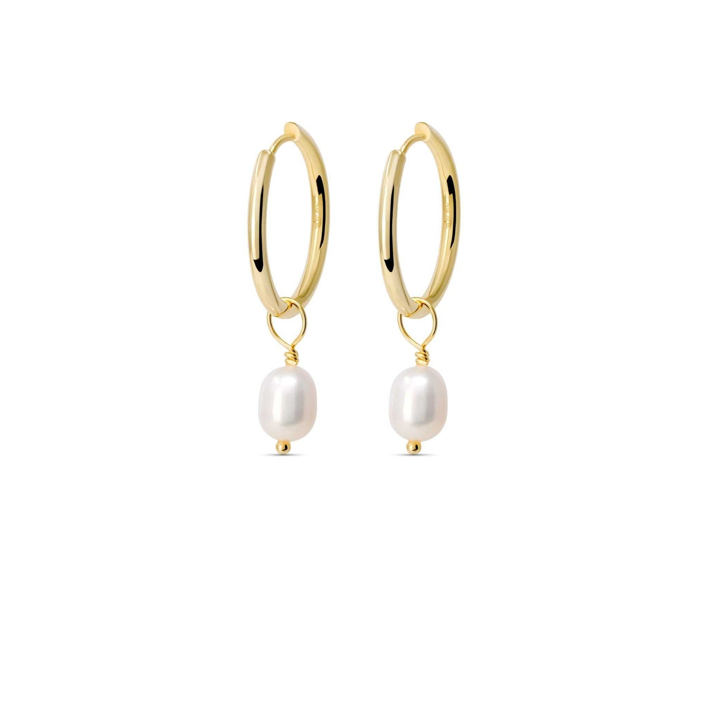 Pearl Hoops Dangle Earrings in 925 Sterling Silver
