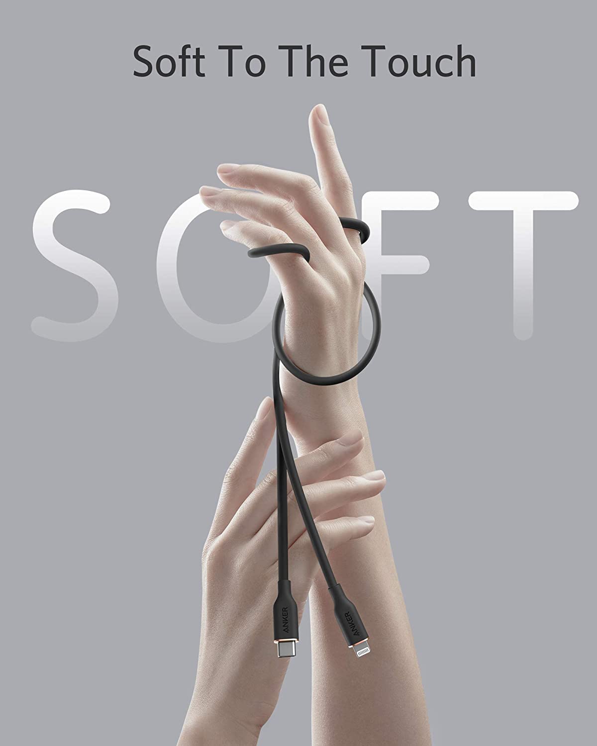 Anker <b>641</b> USB-C to Lightning Cable (Flow, 3ft Silicone)