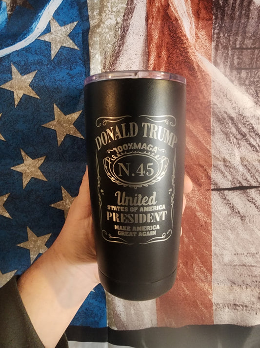 Laser engraved 20oz tumbler. Black