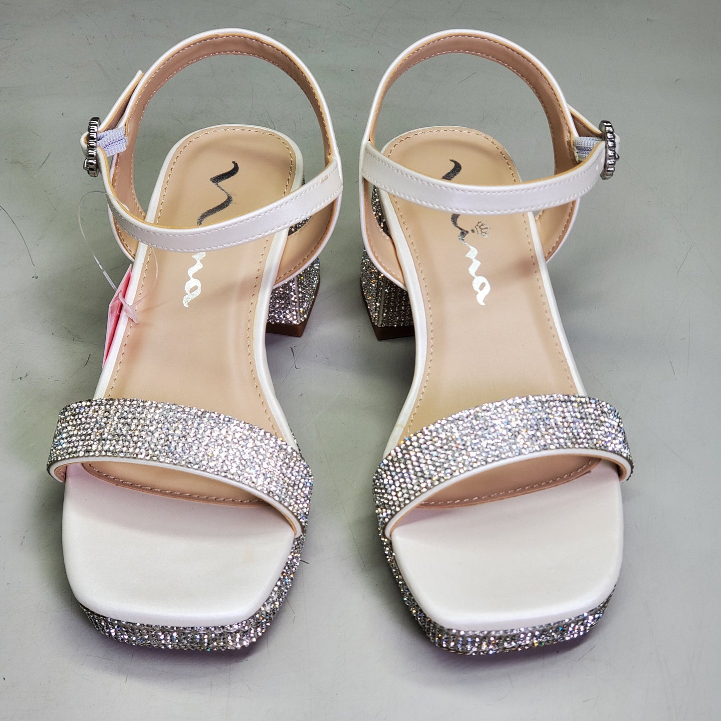 NINA Marysol Dress Sandals Girls SZ 1 M White Smooth / Stones K200652