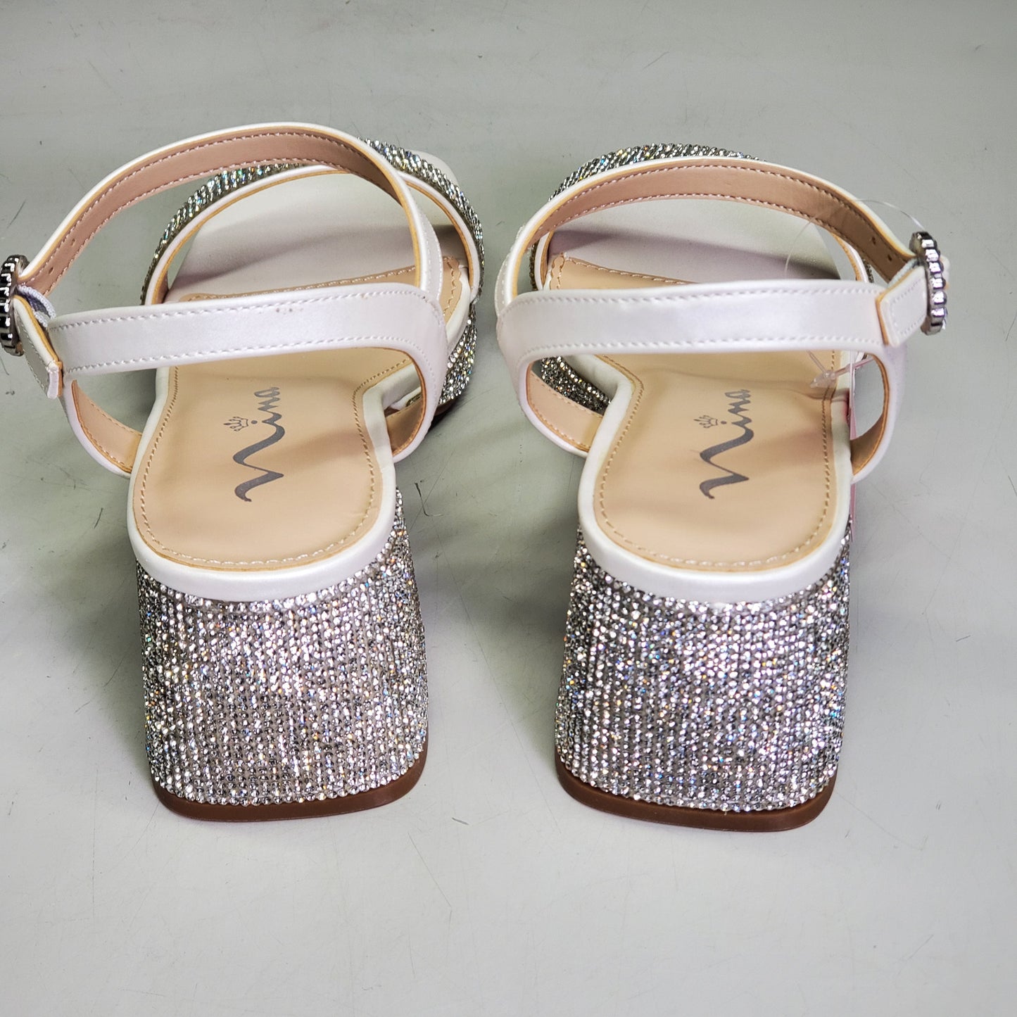 NINA Marysol Dress Sandals Girls SZ 1 M White Smooth / Stones K200652