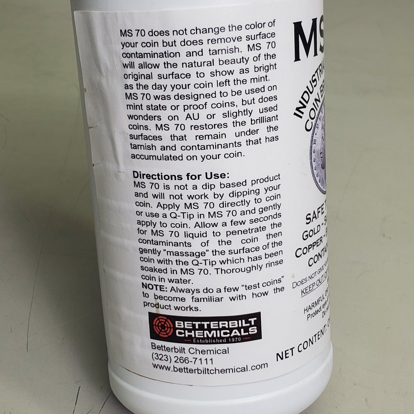 BETTERBILT CHEMICALS Industrial Strength Coin Brightener 1 Qt MS70 Safe On Gold Silver Nickel Copper Bronze Brass