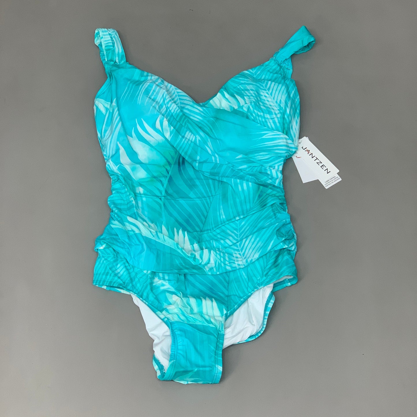 JANTZEN Womens Bathing Suit Patterned One Piece Sz-22W Ideal Teal JZ22706M