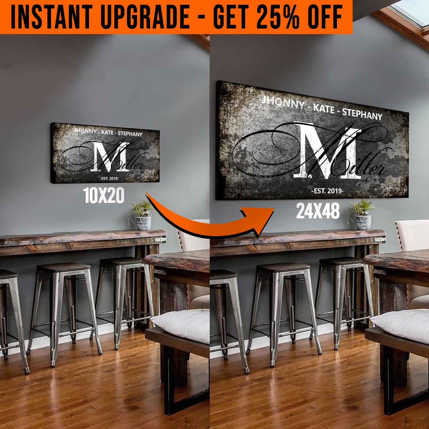 Upgrade Your 20x10 Inches 'Family' (Style 2) Canvas To 48x24 Inches