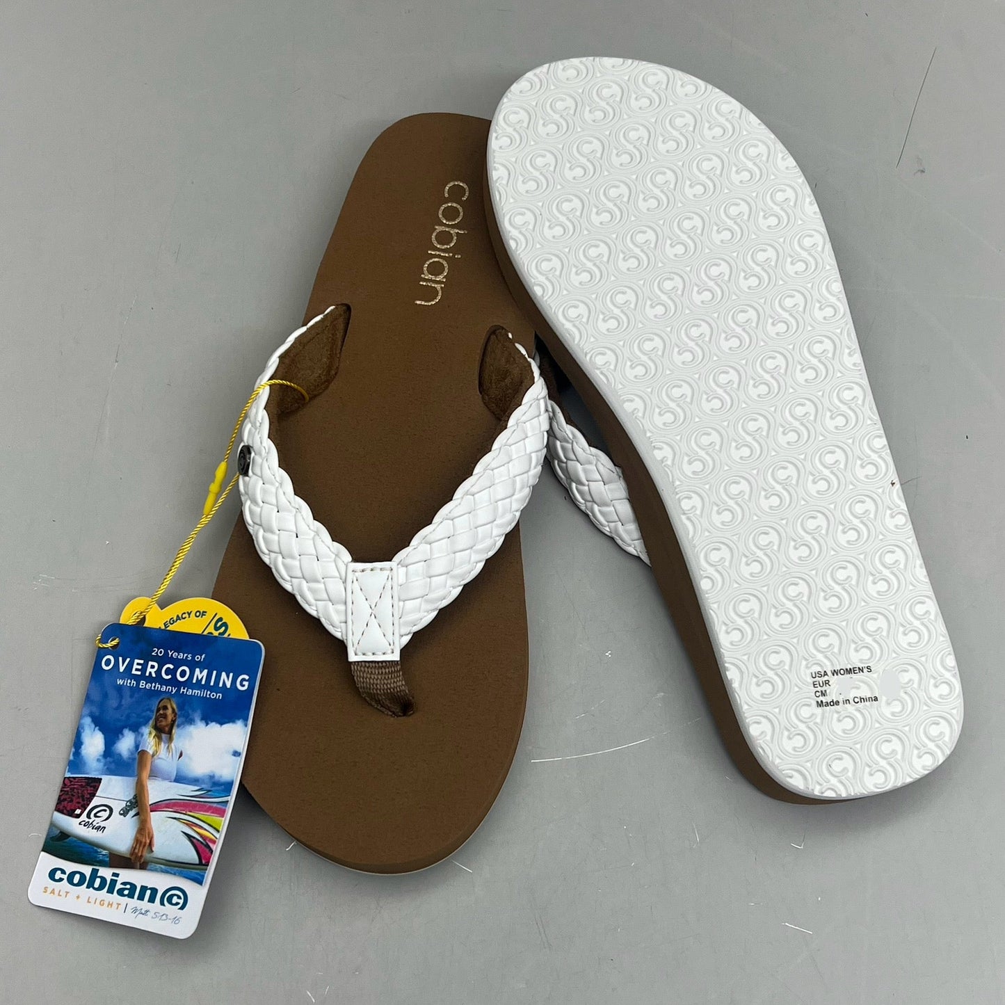 COBIAN Braided Bounce Synthetic Leather Sandals Women's Sz 7 EU 37 White BRB10-100-7