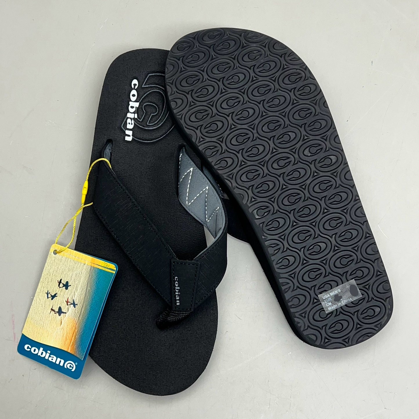 COBIAN Floaters 2 Synthetic Strap Flip Flop Men's Sz 8, EU 40 Black FLT18-001-8