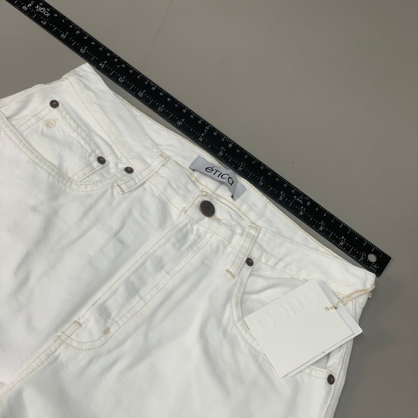 ETICA Tyler High Waist Straight Leg Ankle jeans Vintage White Size 27 EW180114A